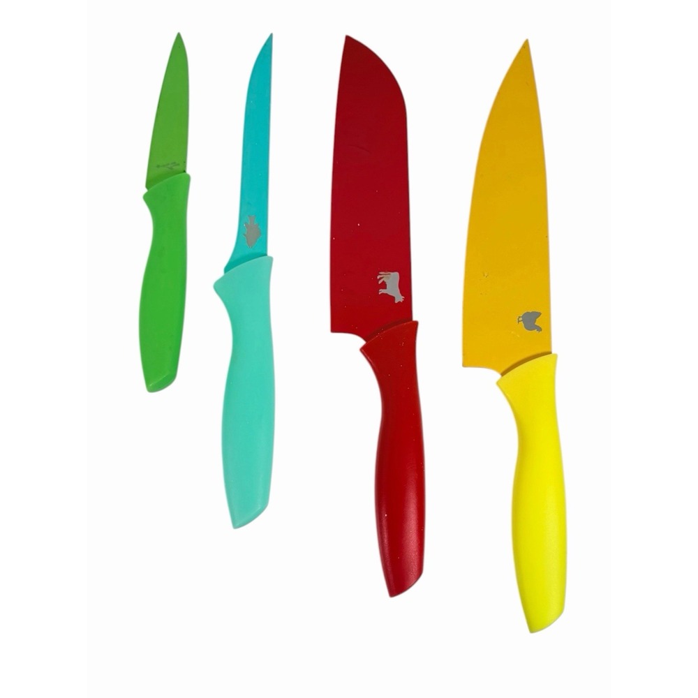 Martha Stewart‎ Collection 4 Colored Knives Paring, Fillet, Santoku, And Chef
